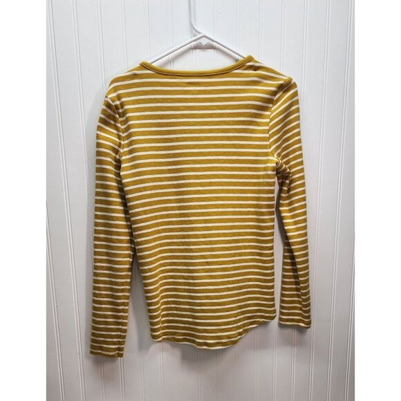 Duluth Womens Gold & White Striped Long Sleeve Henley Top - Picture 4 of 8